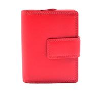 Cartera de piel suave para mujer, con protección RFID, tamaño mediano, para tarjetas de identificación, notas, monedas, cartera HOL1132, Red, M, Moderno