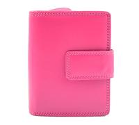 Cartera de piel suave para mujer, con protección RFID, tamaño mediano, para tarjetas de identificación, notas, monedas, cartera HOL1132, fucsia, M, Moderno