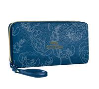 Cartera de Polipiel Disney Stitch para Mujer, Monedero Azul con Grabados de Personaje, Diseño Juvenil y Moderno con Cierre de Cremallera, Ideal para Uso Diario o como Regalo Original