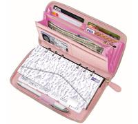 Cartera de Sobres para Efectivo, Sistema de presupuesto Todo en uno, Color Rosa, con 12 Sobres de Efectivo con pestañas, 12 Tarjetas de presupuesto mensual, 1 Hoja de planificador de presupuesto