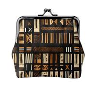 Cartera de tela de barro africano con estampado tribal exquisito con cierre de beso, compacta y versátil para mujer, monedero pequeño con cremallera