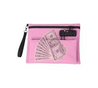 Cartera de viaje con cerradura | Cremallera antirobo de doble capa para dinero y documentos | Almacenamiento para billetes, recibos y objetos importantes | Cierre con Cadenas, Práctico, rosa