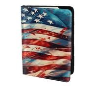 Cartera de viaje con diseño de bandera americana de fuegos artificiales para pasaporte, funda de cuero para pasaporte para hombres y mujeres, Negro -, Talla única