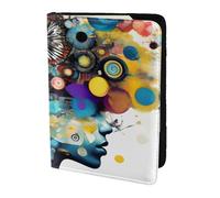 Cartera de viaje con estampado de cerebro artificial para pasaporte, funda de cuero para pasaporte, para hombres y mujeres, Negro -, Talla única