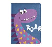 Cartera de viaje de cuero con dinosaurios morados con dinosaurios para pasaporte, fundas de pasaporte de gran capacidad para mujeres viajes de negocios, Dinosaurio morado con rugido, Talla única, Moda