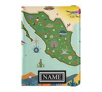 Cartera de viaje de cuero con nombre personalizado, soporte para pasaporte, dinero oculto y funda para tarjetas para hombres, esencial de viaje, mapa de México