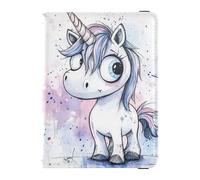 Cartera de viaje de cuero impermeable con diseño de unicornios de dibujos animados para viajes familiares y de negocios