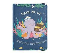 Cartera de viaje de piel con diseño de koala de verano, soporte para pasaporte, gran capacidad, accesorios de viaje familiar, Pulpo con cofre del tesoro bajo el agua, Talla única, Moda