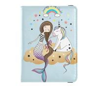 Cartera de viaje de piel con diseño de unicornios de sirena, para pasaporte, dinero oculto y tarjetero, para hombres y viajes de negocios