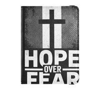 Cartera de viaje de piel con texto en inglés «Hope over Fear with Cross», soporte impermeable para dinero y tarjetas, organizador de viaje para hombres
