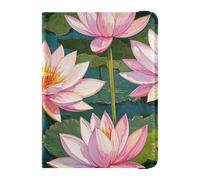 Cartera de viaje decorativa de piel con diseño de flores y pintura al óleo de oro rosa para mujer, soporte para pasaporte, organizador de documentos de viaje, funda protectora impermeable, Pintura al