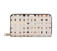 Cartera de viaje larga de piel sintética con estampado de vaca lechera negra y blanca con cremallera, diseñada para mujeres, Raza de perro, Talla única