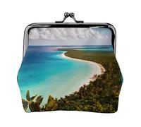 Cartera de viaje minimalista con estampado de isla de Cuba, pequeña bolsa de almacenamiento para viajes de senderismo y excursiones al aire libre, Black, Talla única, Bolsa para monedas