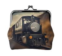 Cartera de viaje minimalista con impresión de locomotora, pequeña bolsa de almacenamiento para viajes de senderismo y excursiones al aire libre, Black, Talla única, Bolsa para monedas