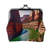 Cartera de viaje minimalista con impresión del Gran Cañón, pequeña bolsa de almacenamiento para viajes de senderismo y excursiones al aire libre, Black, Talla única, Bolsa para monedas