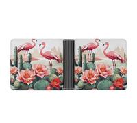 Cartera delgada compacta plegable con diseño de cactus, flamenco, rosa, flores, carteras minimalistas para hombres con tarjetero de crédito, ranura para monedas, ventana de identificación, unisex