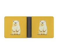 Cartera delgada compacta plegable con diseño de oso polar de dibujos animados, carteras minimalistas para hombres con tarjetero de crédito, ranura para monedas, ventana de identificación, unisex