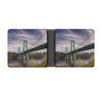 Cartera delgada compacta plegable de cuero con diseño de puente de San Juan, carteras minimalistas para hombres con tarjetero de crédito, ranura para monedas, ventana de identificación, unisex