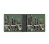 Cartera delgada compacta plegable de piel de cactus verde, carteras minimalistas para hombres con tarjetero de crédito, ranura para monedas, ventana de identificación, unisex