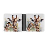 Cartera delgada compacta y plegable con diseño de acuarela, ciervo y jirafa, carteras minimalistas para hombres con tarjetero de crédito, ranura para monedas, ventana de identificación, unisex