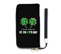 Cartera delgada con texto en inglés "I Put The Double D's in ST. Paddy's Day" para mujer, bolso de mano, bonito bolso de mano, tarjetero