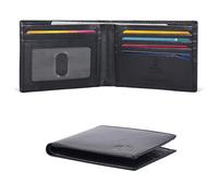 Cartera delgada de cuero para hombre - Carteras RFID para 6 tarjetas de crédito, regalo ultrafino para hombres, bolsillo frontal, diseño minimalista, Toscana negra, S, Minimalista