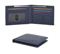 Cartera delgada de cuero para hombre - Carteras RFID para 6 tarjetas de crédito, regalo ultrafino para hombres, bolsillo frontal, diseño minimalista, Napa azul marino, S, Minimalista
