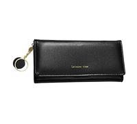 Cartera delgada para hombre y mujer, cartera larga, cartera de gran capacidad, color sólido, a la moda, nuevo patrón, tarjetero, cartera genial, Black, Talla única