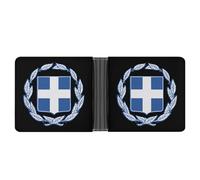 Cartera Delgada Plegable con Escudo de Armas de Grecia para Hombre y Mujer, Tarjetero clásico de Cuero.