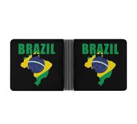 Cartera Delgada Plegable con Mapa y Bandera de Brasil para Hombres y Mujeres, Tarjetero clásico de Cuero.