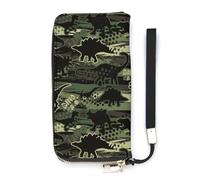 Cartera delgada T-Rex con diseño de dinosaurios de camuflaje para mujer, monedero largo, bonito bolso de mano, tarjetero
