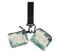Cartera doble para mujer, diseño de poesía y pintura de cultura china, monedero plano y delgado con bolsillo con cremallera para uso diario, 2 unidades, Poesía y pintura de la cultura china, 1 size,