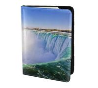Cartera elegante para documentos de viaje con estampado de cascada y arco iris de 5.5 pulgadas, almacenamiento seguro para viajeros