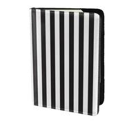 Cartera elegante para documentos de viaje con estampado de rayas blancas y negras de 5.5 pulgadas, almacenamiento seguro para viajeros