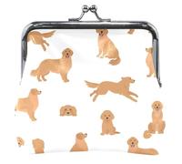 cartera floral para mujer, con cierre de beso de piel, para perros dorados, color blanco, cambio para niñas, Cute dorado Dogs White, UNITALLA, Cute dorado Dogs White, UNITALLA, Classic