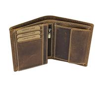 Cartera Hombre Monedero Mujeres para señoras Vintage Style Used Look LEAS, Piel auténtica - Vintage-Collection (Dimensiones 12,5x9,5cm) (Coñac Oscuro)