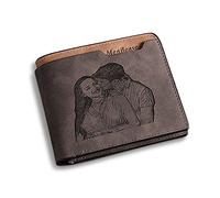 Cartera Hombre Personalizado con Foto Hombre PU Cuero Billetera Cartera con Nombre Grabada Regalo de Dia del Padre Cumpleaños Aniversario para Papa (Brown)