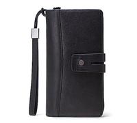 Cartera Larga con Cremallera para Hombre, Billetera Triple De Cuero Genuino para Hombre con Correa para La Muñeca, Embrague con Cremallera, Regalo para El Día del Padre