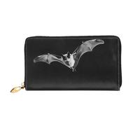 Cartera larga con diseño de murciélagos en el cielo, cartera para mujer, cartera de mano larga, tarjetero de crédito, monedero de viaje, color negro, talla única, Black, Talla única