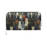 Cartera larga con estampado de gato para mujer, bolso de mano de gran capacidad con bolsillo con cremallera