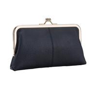 Cartera Larga De Cuero - Bolso De Mano con Ciere De Piel De Auténtica, Tarjetero De Gran Capacidad con Cierre De Beso, Organizador De Monedero | Cartera con Cierre A Presión De Estilo Vintage Co