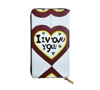 Cartera larga de cuero con confesiones de amor, soporte portátil para tarjetas de crédito, monedero con cremallera y compartimento para identificación