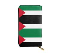 Cartera larga de cuero con la bandera del Estado de Palestina, tarjetero portátil para tarjetas de crédito, monedero con cremallera y compartimento para identificación