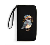 Cartera larga de piel con diseño de paloma con lentes, para hombre y mujer, con cordón