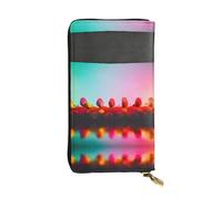 Cartera larga de piel con impresión artística brillante, hermosa y colorida, cartera personalizada de moda, múltiples ranuras para tarjetas, lista para regalo, Negro -, Talla única
