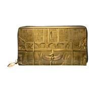 Cartera larga de piel sintética con jeroglíficos egipcios, de gran capacidad y suave, para mujer, con ranuras para tarjetas, bolsillo para teléfono y monedero con cremallera, elegante tarjetero para t