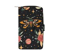 Cartera larga de piel sintética para mujer, diseño de calavera de la muerte, para oficina, viajes