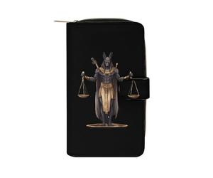 Cartera larga de piel sintética para mujer, diseño del Dios del Inframundo Antiguo Egipto, para oficina, viajes