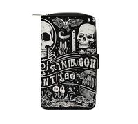 Cartera larga de piel sintética para mujer, diseño gótico de brujería, color negro