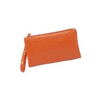 Cartera larga de poliuretano con patrón de cocodrilo para mujer, monedero de grano de lichi, bolsa de muñeca con cremallera, bolsillo para teléfono y tarjetero, Orange, 5 unidades